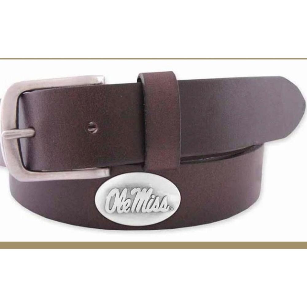 Zep-Pro Men's Ole Miss Rebels Size 44 Pullup Leather Belt (BOLP-PULLUP-BRW)